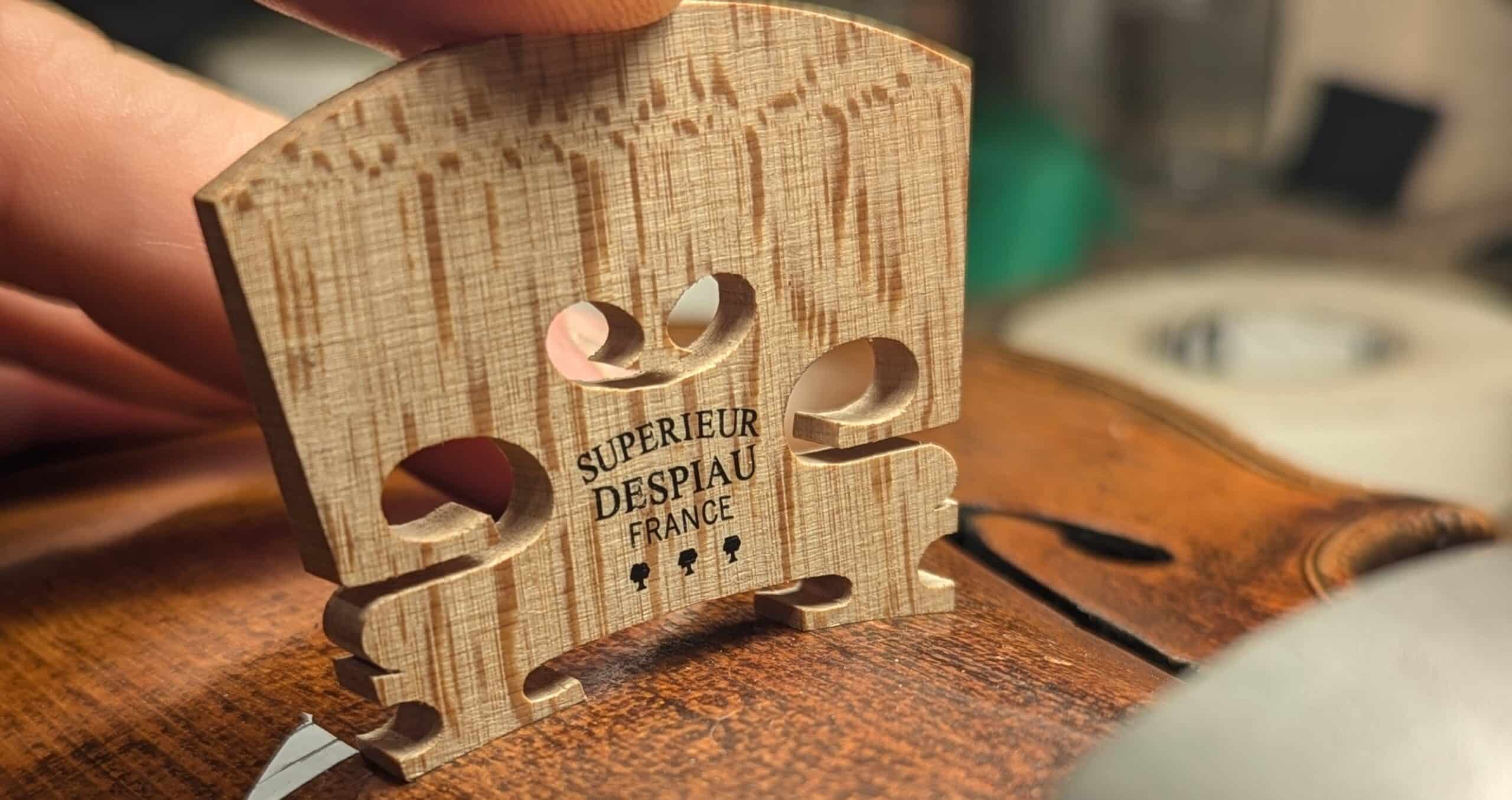 Violin Bridge fitting near Bristol at Edward Gaut Violins